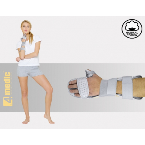 Plastyczna orteza ręki i przedramienia z ujęciem dłoni i kciuka oraz separatorem palców AM-SDP-K-01
