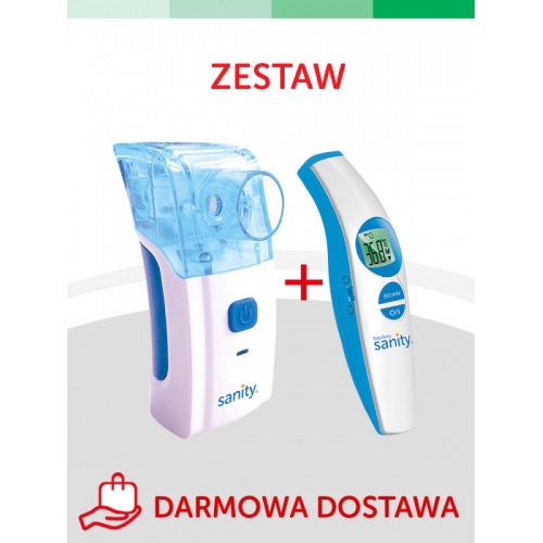 Zestaw inhalator siateczkowy SILENT MESH + TERMOMETR BABY TEMP SANITY