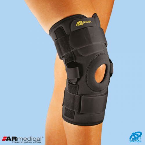 Neoprenowa orteza stawu kolanowego z regulacją kąta zgięcia – wciągana