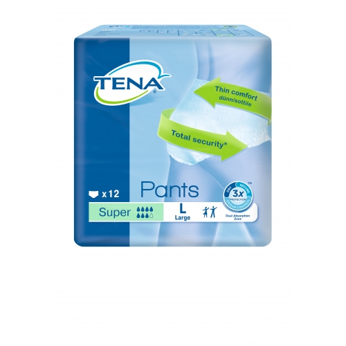TENA Pants Super L (100-135 cm), majtki chłonne, 12 sztuk